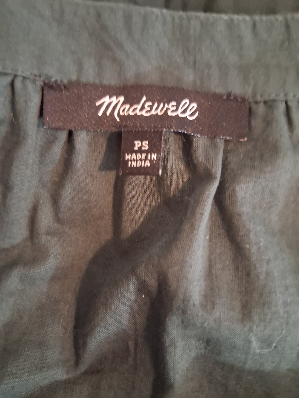 Madewell Olive Green V-Neck Tiered Mini Dress SP Oversized - Picture 9 of 10